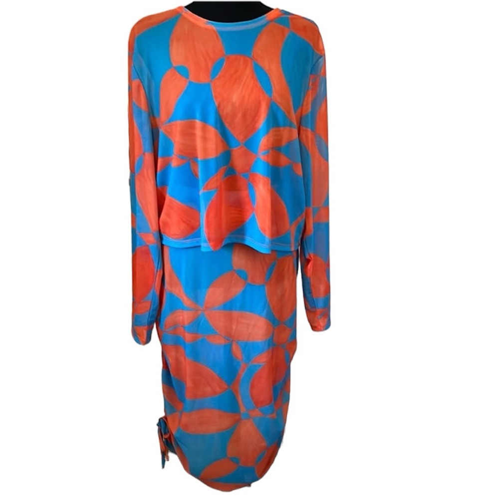 FABLETICS Marie Poolside Mesh L/S Top & Skirt. Two Piece Set Sz 3X/20-22